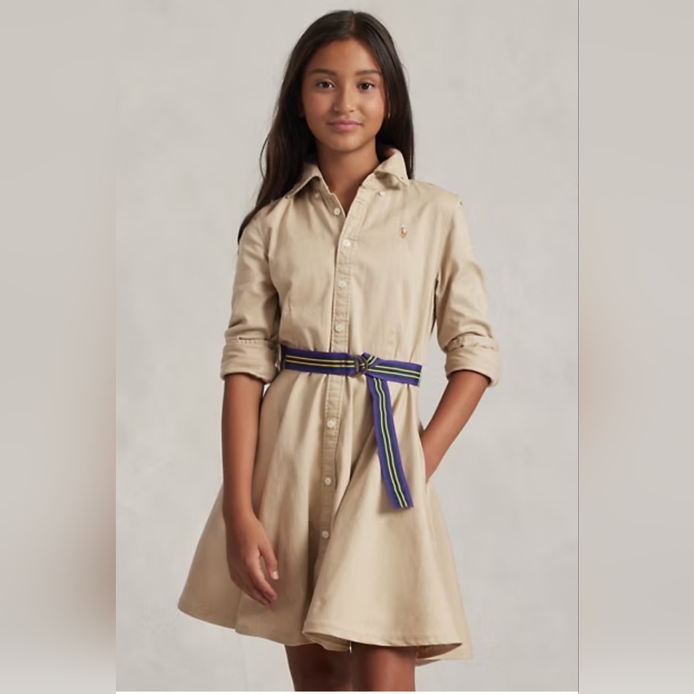 Belted Cotton Chino Shirtdress